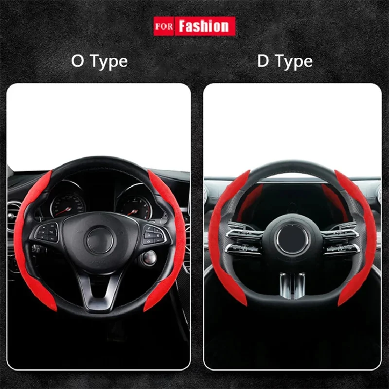 1pcs Suede Universal 38CM Car Steering Wheel Booster Cover Non-Slip Auto Interior Steer Protector Decoration Accessories-Brown thumbnail 6