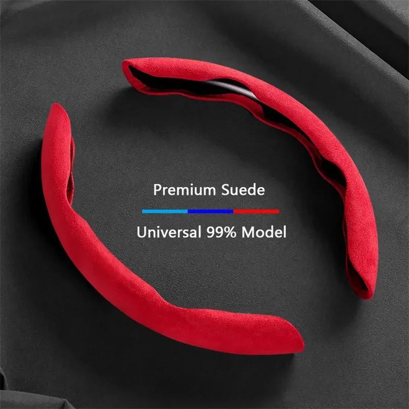 1pcs Suede Universal 38CM Car Steering Wheel Booster Cover Non-Slip Auto Interior Steer Protector Decoration Accessories-Brown thumbnail 2