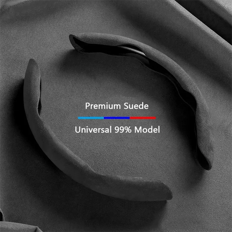 1pcs Suede Universal 38CM Car Steering Wheel Booster Cover Non-Slip Auto Interior Steer Protector Decoration Accessories-Brown thumbnail 3
