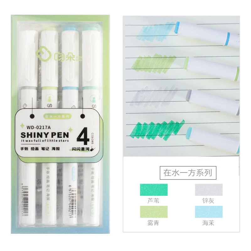4 Colors Star Glitter Highlighters Shiny Scrapbook Doodle Pen Notebook Highlight Markers Pencil For School Stationery Supplies thumbnail 6