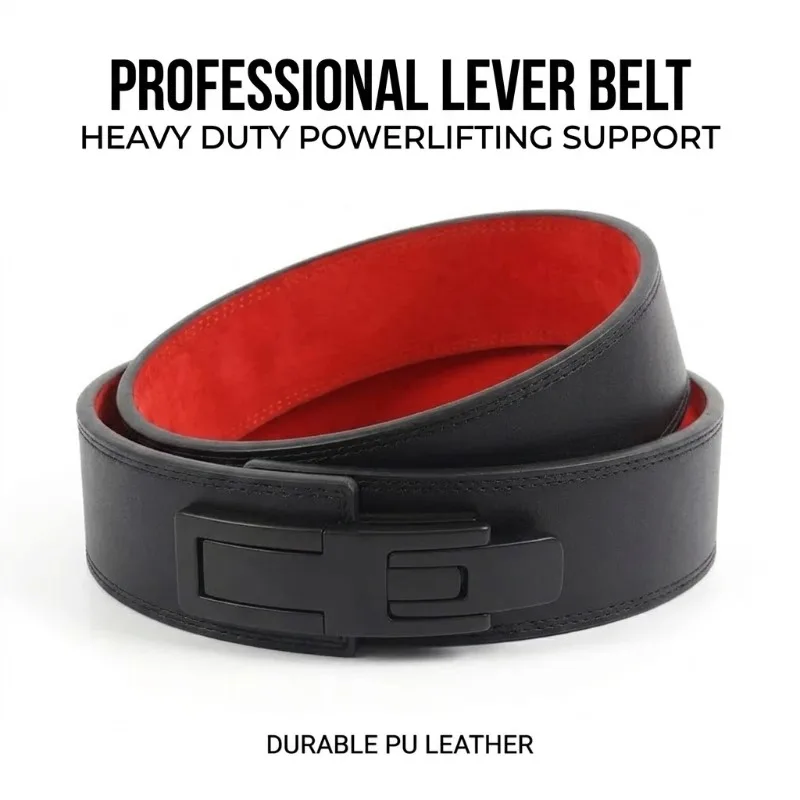 Cowhide Leather Weightlifting Belt Lever Buckle Heavy Duty Gym Powerlifting Belt For Squat Deadlift Strength Training Men Women thumbnail 4