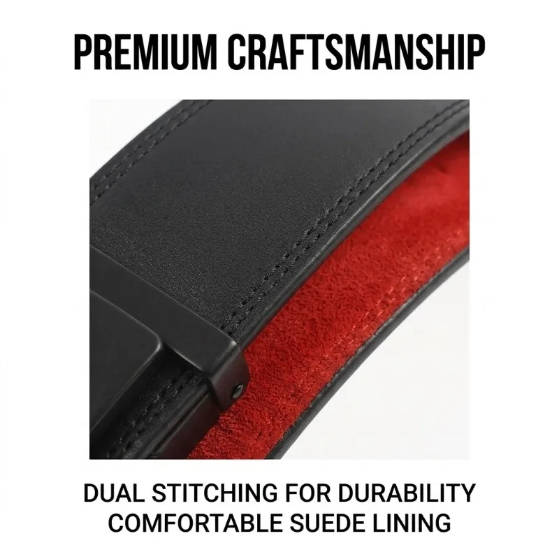 Cowhide Leather Weightlifting Belt Lever Buckle Heavy Duty Gym Powerlifting Belt For Squat Deadlift Strength Training Men Women thumbnail 2