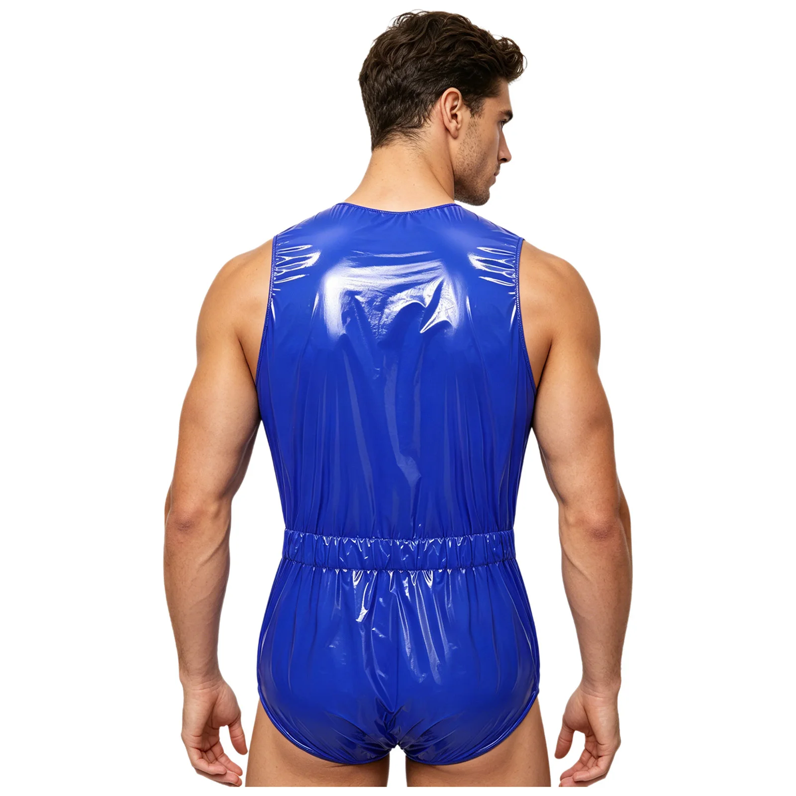 Mens Waterproof Bodysuit Swimwear Front Button Side Zippers Leotard Swimsuit One Piece Bathing Suit Leakproof Adaptive Clothing thumbnail 2