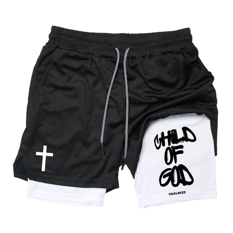 Performance Shorts with Phone Pocket Towel Loop Activewear 2-in-1 Running Workout Shorts for Men Christian Gym Athletic Loop thumbnail 4