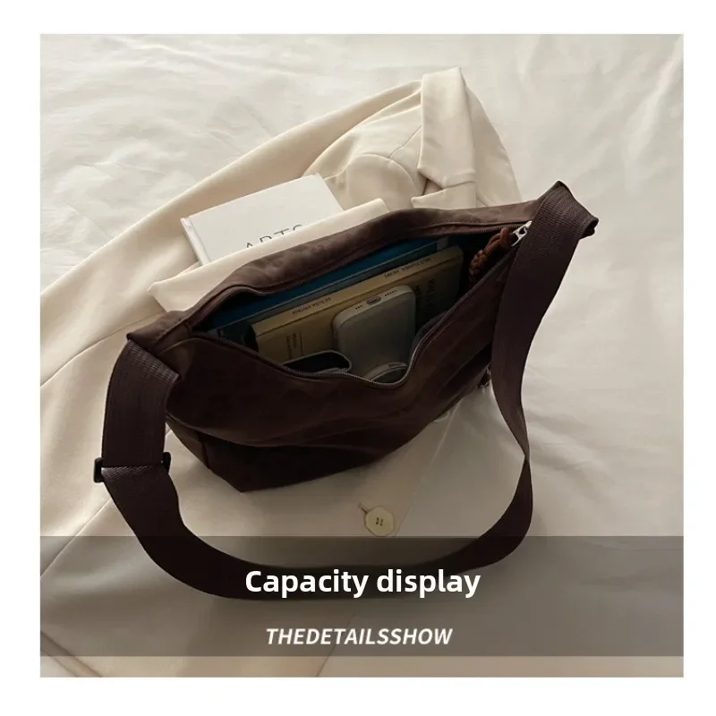 Leopard Print Suede Women's Shoulder Messenger Bag 2026 Large Capacity Casual Dumpling Bag for Commuter Versatile thumbnail 3
