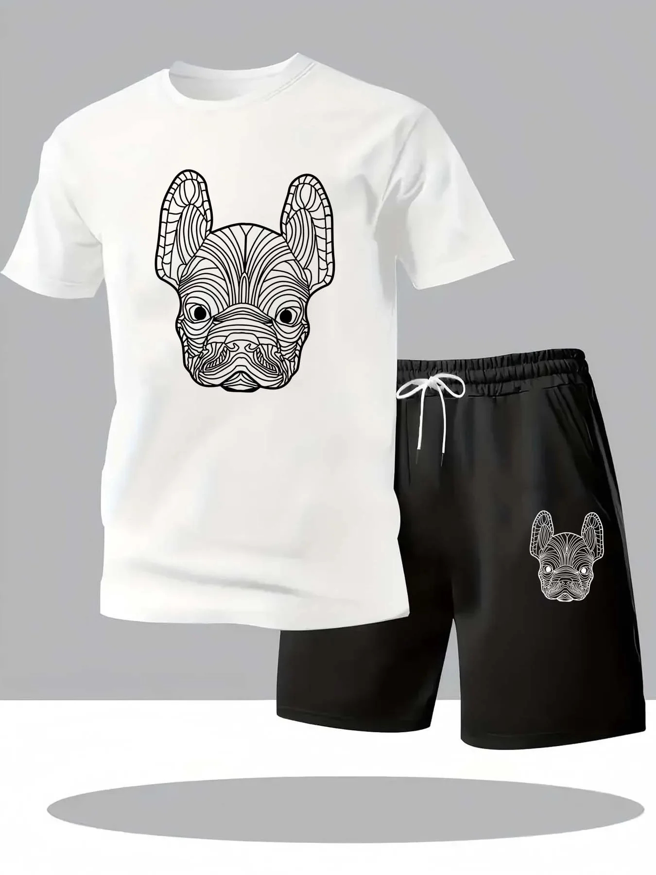 Summer Men's Quick Dry Casual Short Sleeve T-Shirt And Shorts Set City Street Fashion Running Sports 2-Piece Suit thumbnail 2