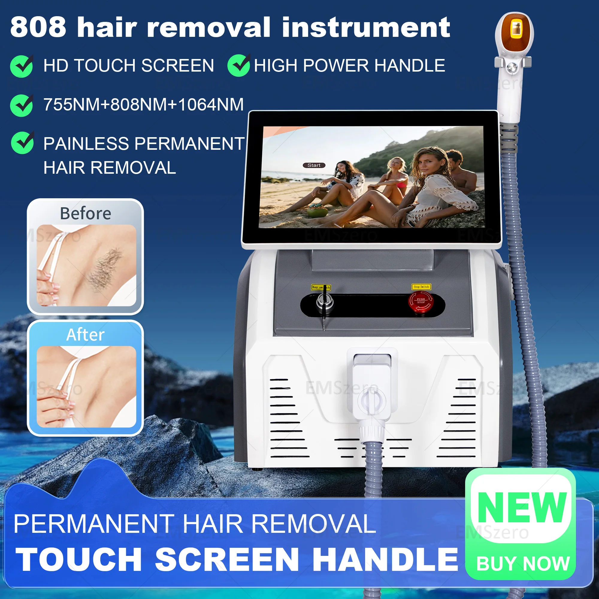 808nm Diode Hair Removal Machine 808 755 940 1064 Permanent Hair Remov Equipment Painless Body Epilator Device thumbnail 2