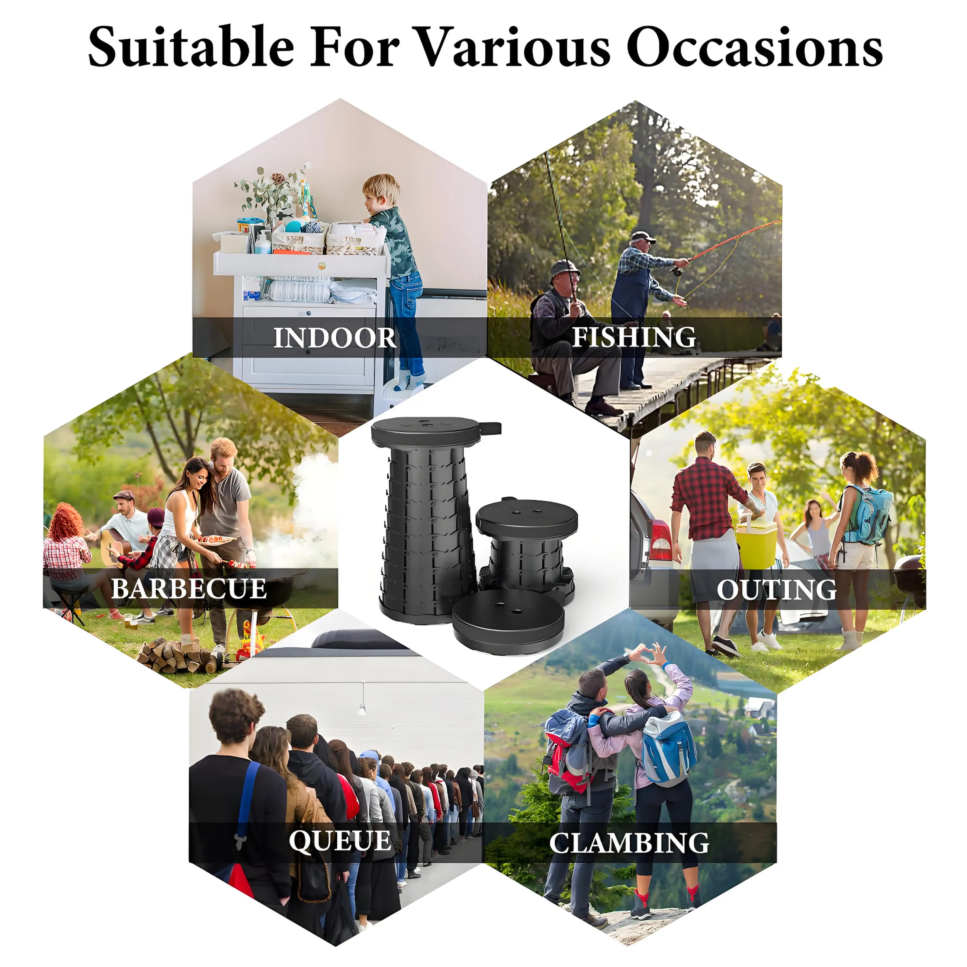 Collapsible Compact Stool Load Bearing Portable Camping Seat Ultra Light Hiking Fishing Outdoor Activities Bus Subway Commuting thumbnail 5