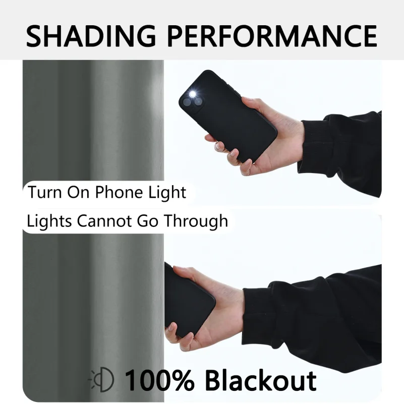 2pcs Modern 100% Blackout Curtain with Coated Lining, Curains for Bedroom, Living Room, Dining Room, Bathroom, Home Decor thumbnail 5