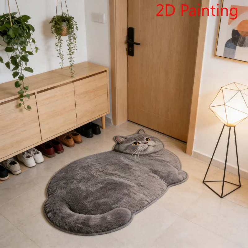 VIKAMA Cute Cat Alien Pattern Rug Entryway Hallway Non-slip Floor Mat Soft Bathroom Bedroom Carpet Home Decoration thumbnail 4