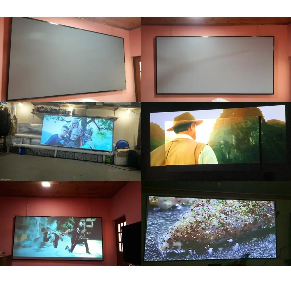 High Brightness Reflective HD Foldable Projector Screen 60 100 120Inch 16:9 Cloth Projection Screen Home Projector Curtain thumbnail 4