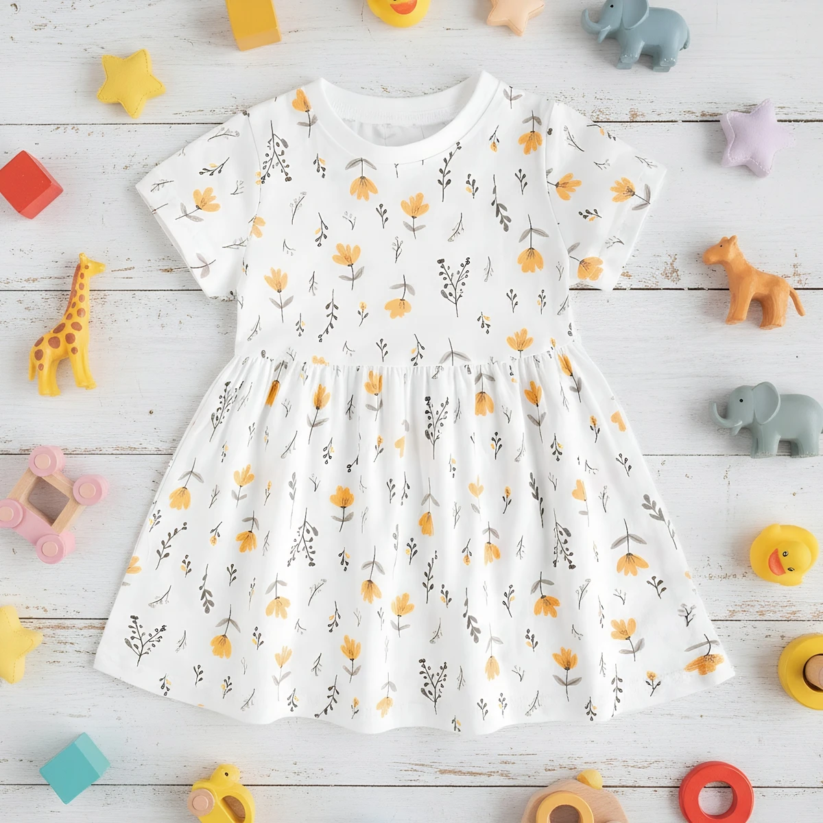 Baby Kids Dresses Short Sleeve Summer Sweeet Flower Clothing Cotton Children Girls Dresses