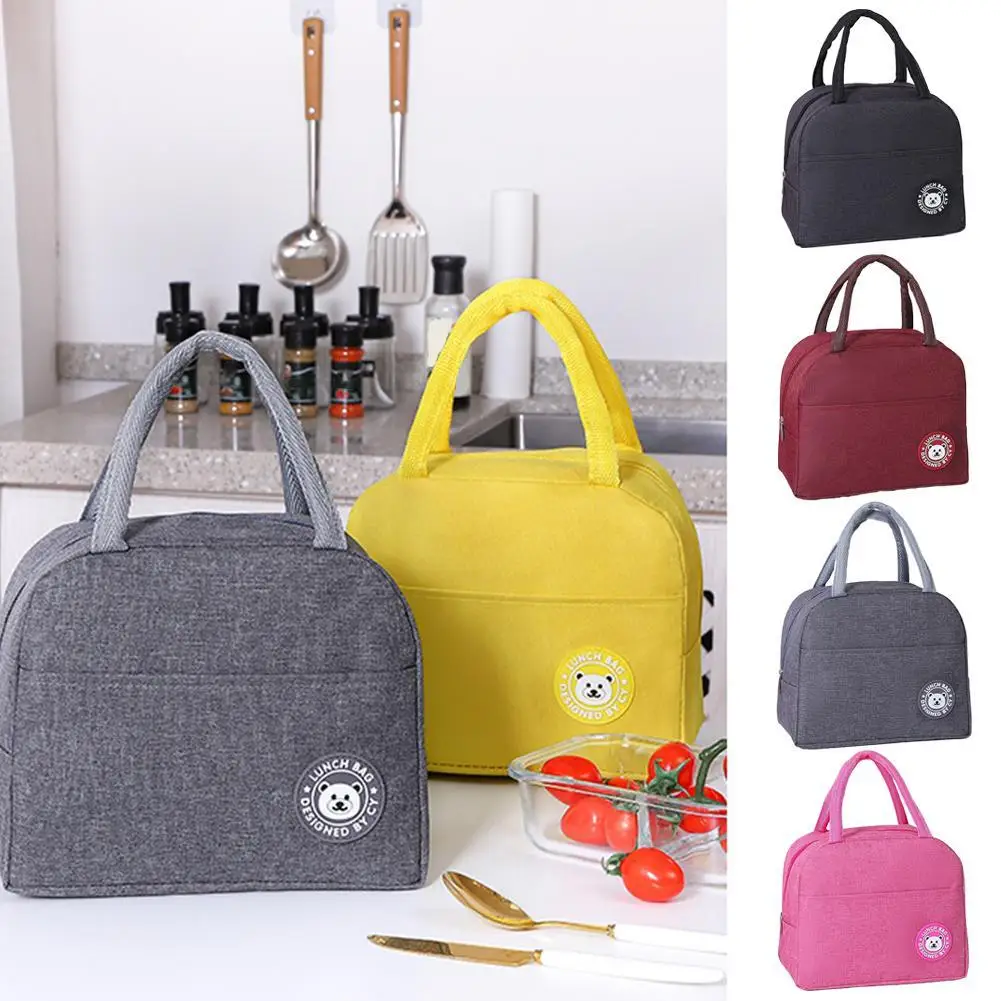 Insulated Lunch Bag Oxford Cloth Thermal Cooler Bag Waterproof Portable Picnic Food Storage Lunch Box Handbag Women Kids