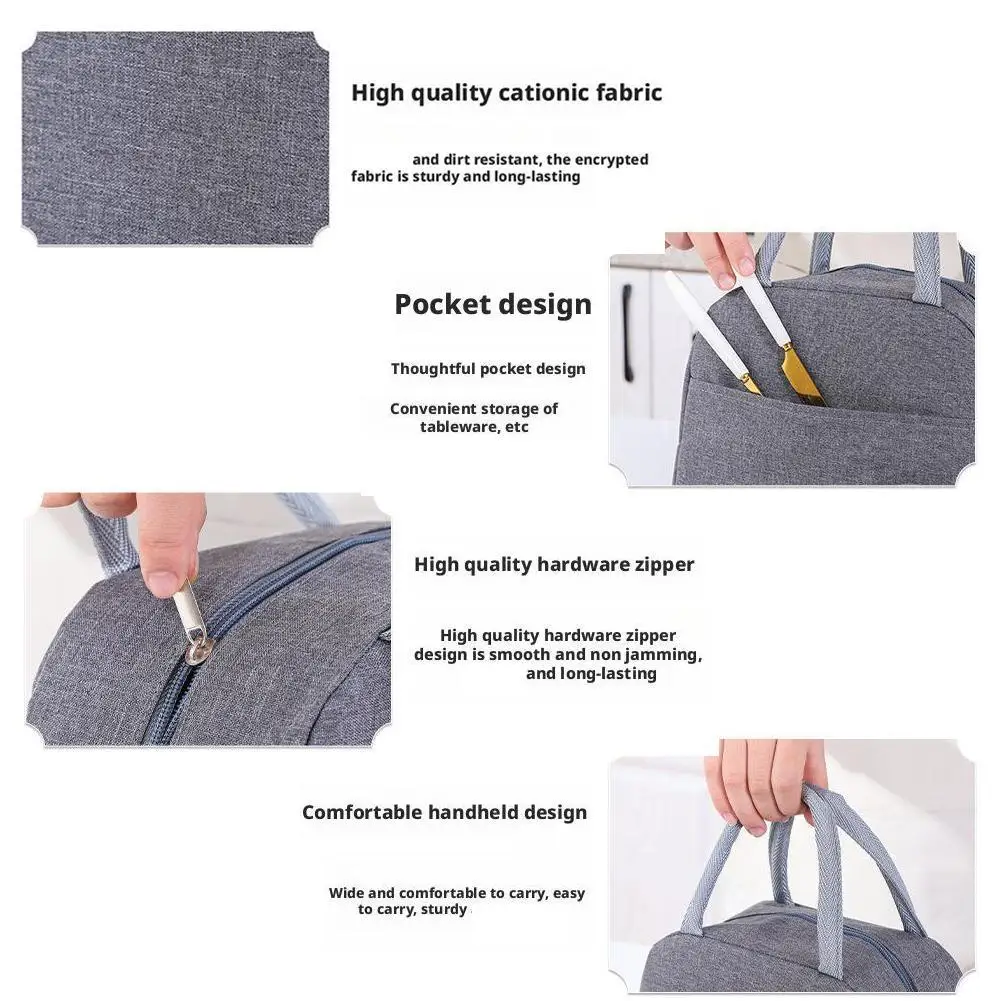 Insulated Lunch Bag Oxford Cloth Thermal Cooler Bag Waterproof Portable Picnic Food Storage Lunch Box Handbag Women Kids thumbnail 2