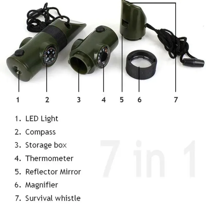 Multifunctional Camping Survival Whistle with Compass, Outdoor Hiking Emergency Safety Tool