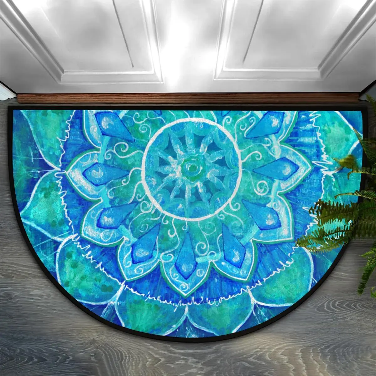 Door Mat Entrance Semi-Circular Doormat Non-Slip &Wear-Resistant Indoor/Outdoor Entrance Mat Courtyard & Balcony Rug Home Decor