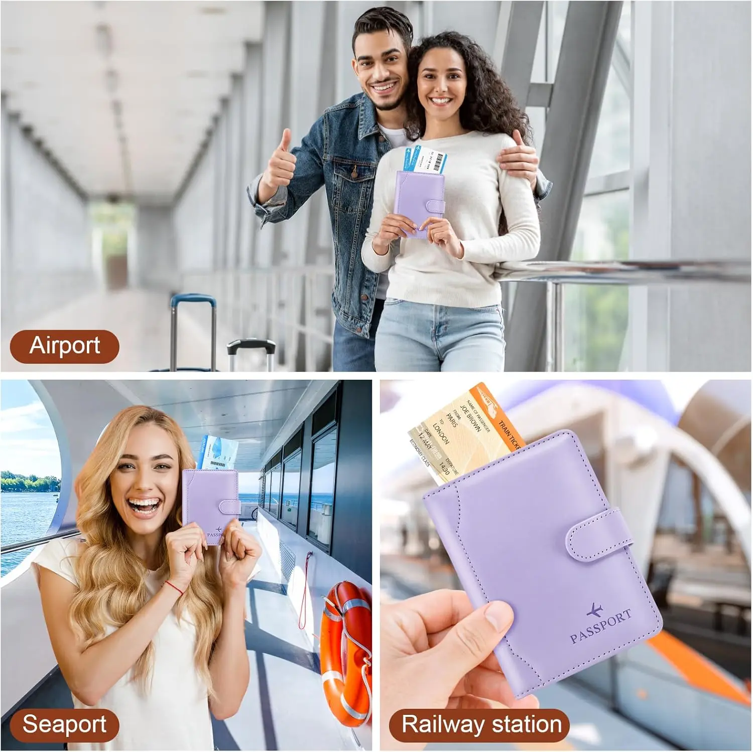 Passport Holder for Travel Cruise Essentials, Passport Wallet Cover Case Women Men Family, RFID Passports Book Holders Travel Gi thumbnail 6