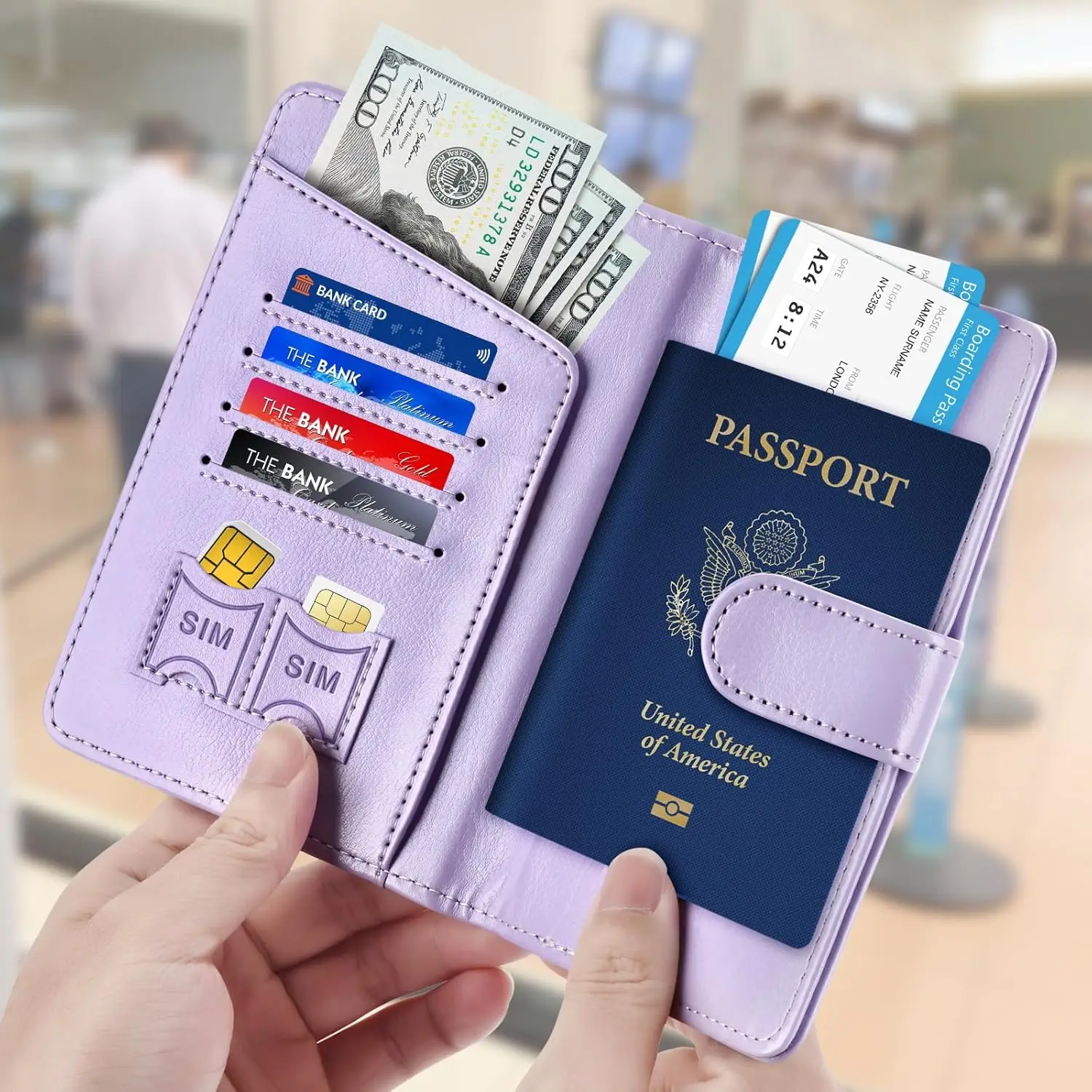 Passport Holder for Travel Cruise Essentials, Passport Wallet Cover Case Women Men Family, RFID Passports Book Holders Travel Gi thumbnail 2
