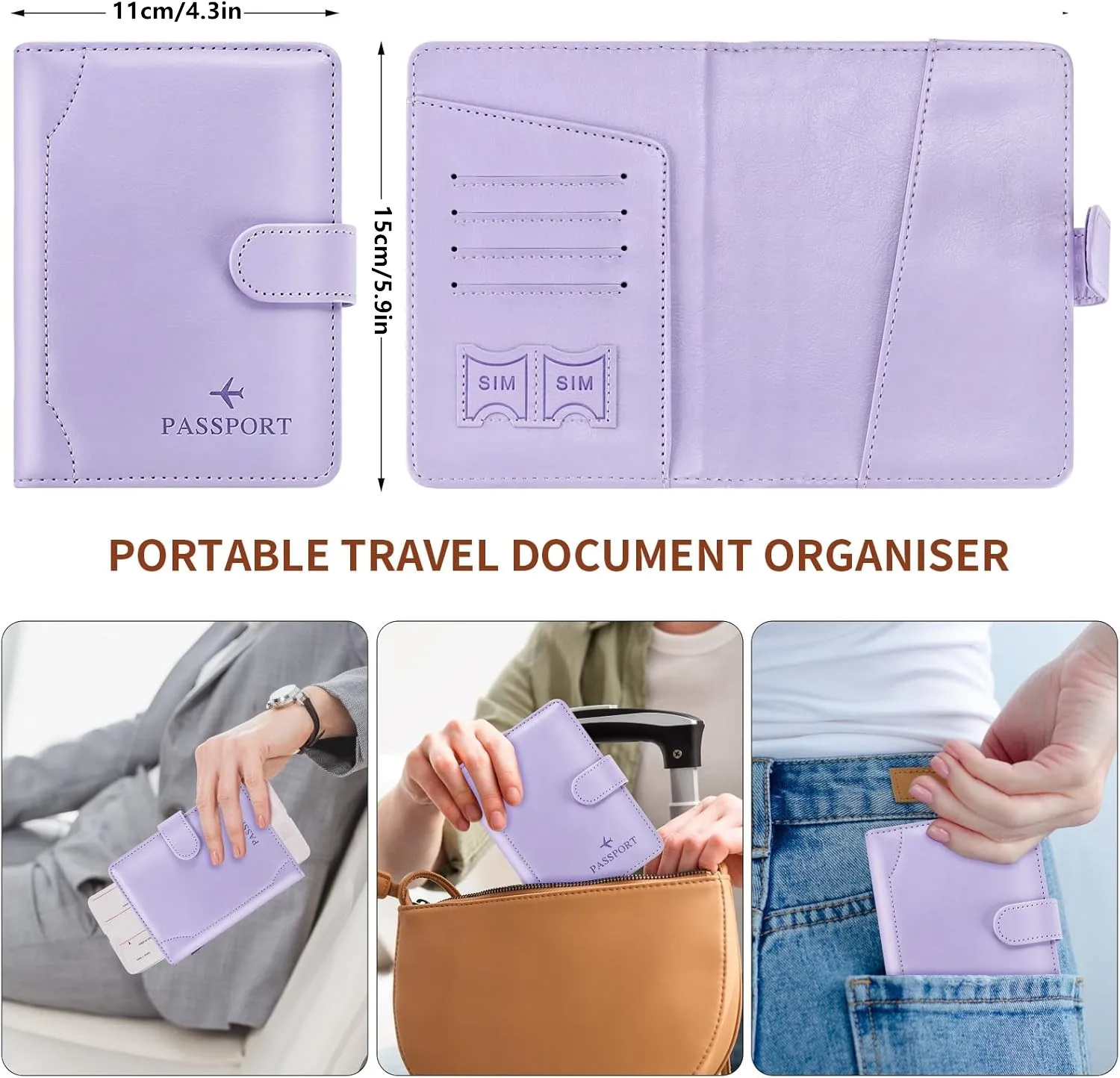 Passport Holder for Travel Cruise Essentials, Passport Wallet Cover Case Women Men Family, RFID Passports Book Holders Travel Gi thumbnail 4