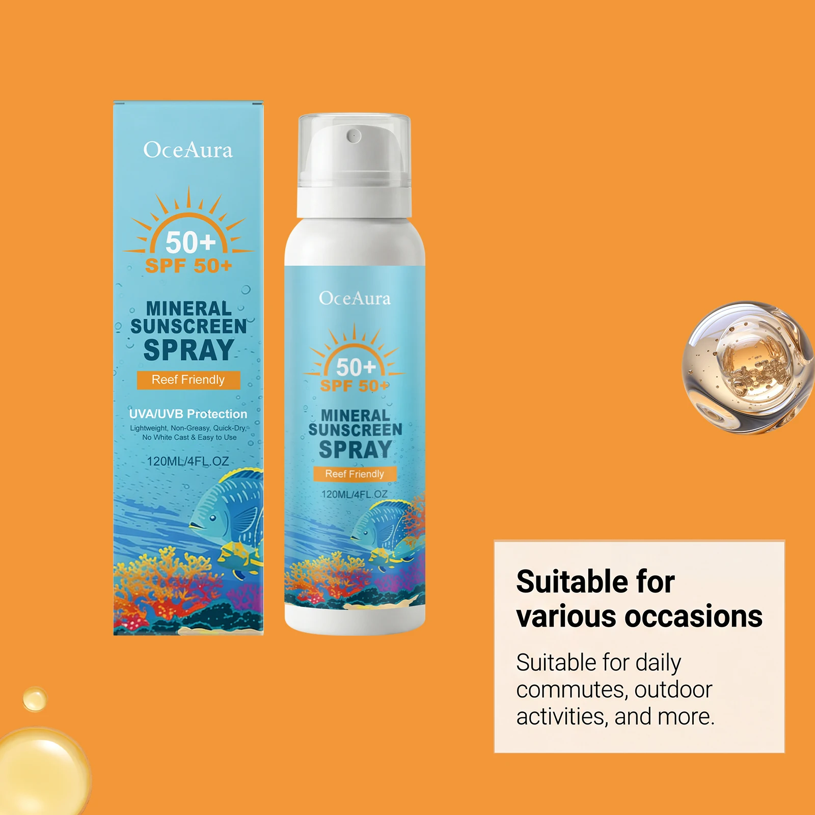 120ml Mineral Sunscreen Spray Moisturizing Non-greasy UV Protection Refreshing Nourishing Sunblock Spray for Summer Outdoor thumbnail 3