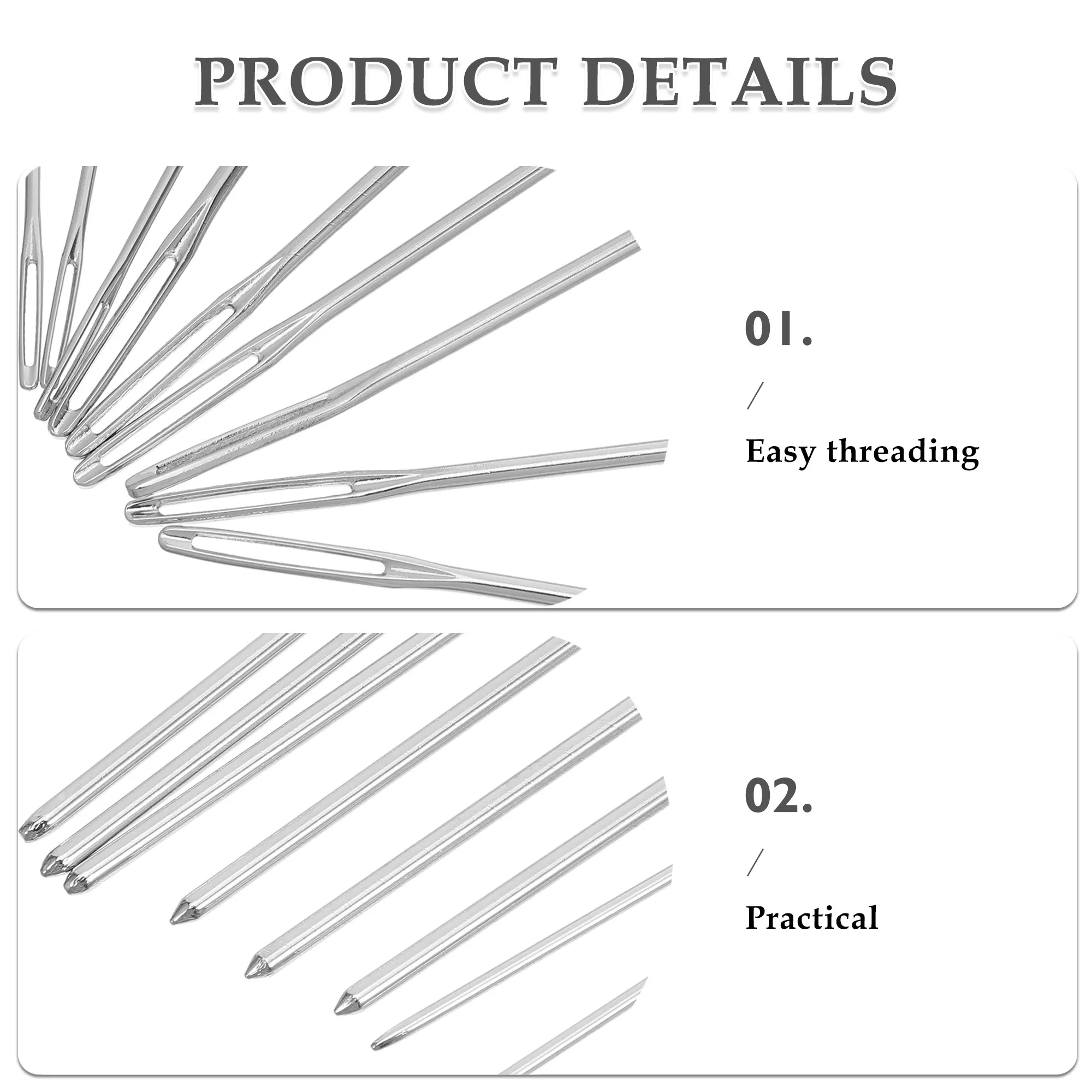 9 Pieces Knitting Needle Set Large Eye Blunt Tip Stainless Steel Thick Sewing Needles Hand Sewing Sweaters Hats Quilts Cross thumbnail 2