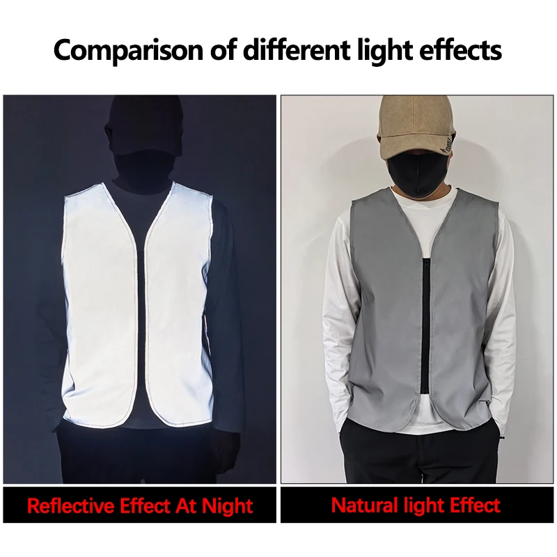 Casual Vest Reflective Outdoor Sports Sleeveless Jacket Men Women Summer Lightweight Simple Night Running Cycling Shiny Clothes thumbnail 5