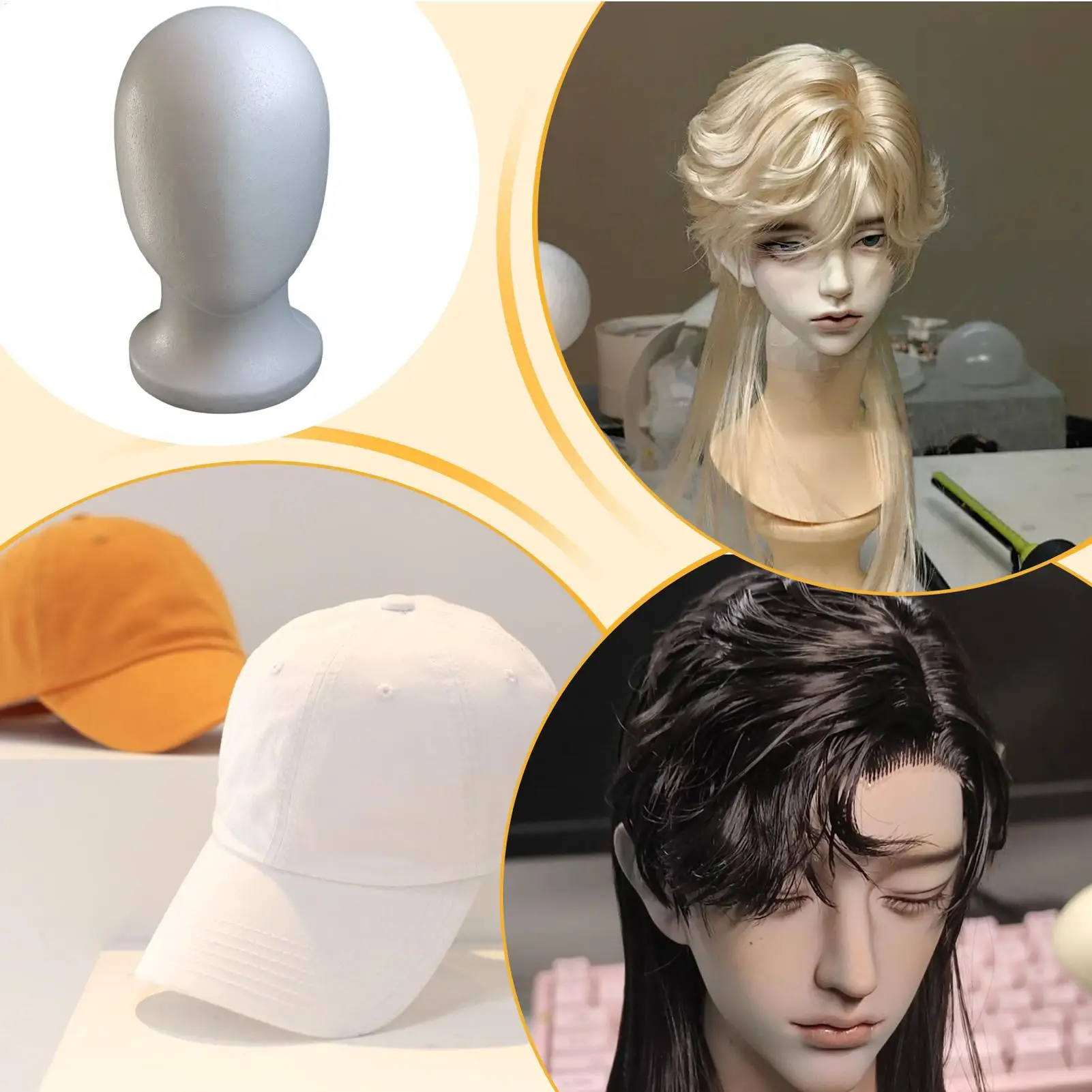 Foam Mannequin Head Faceless Wig Styling Mannequin Head Hair Styling Wig Heads Convenient storage for Beauty Salon Hairdressing thumbnail 4