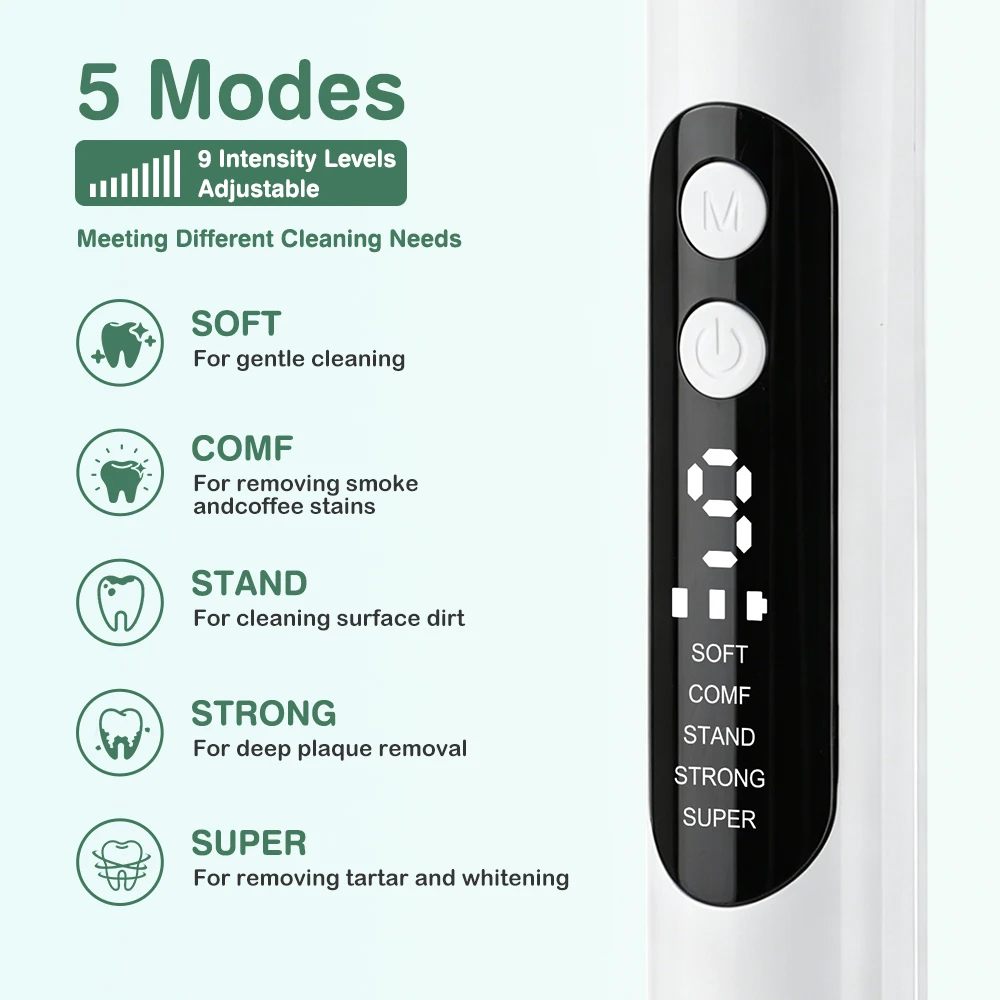 Electric Tooth Cleaner Ultrasonic Dental Scaler With 5 LED Light Plaque Calculus Tartar Remover Oral Care Teeth Cleaning Tools thumbnail 3