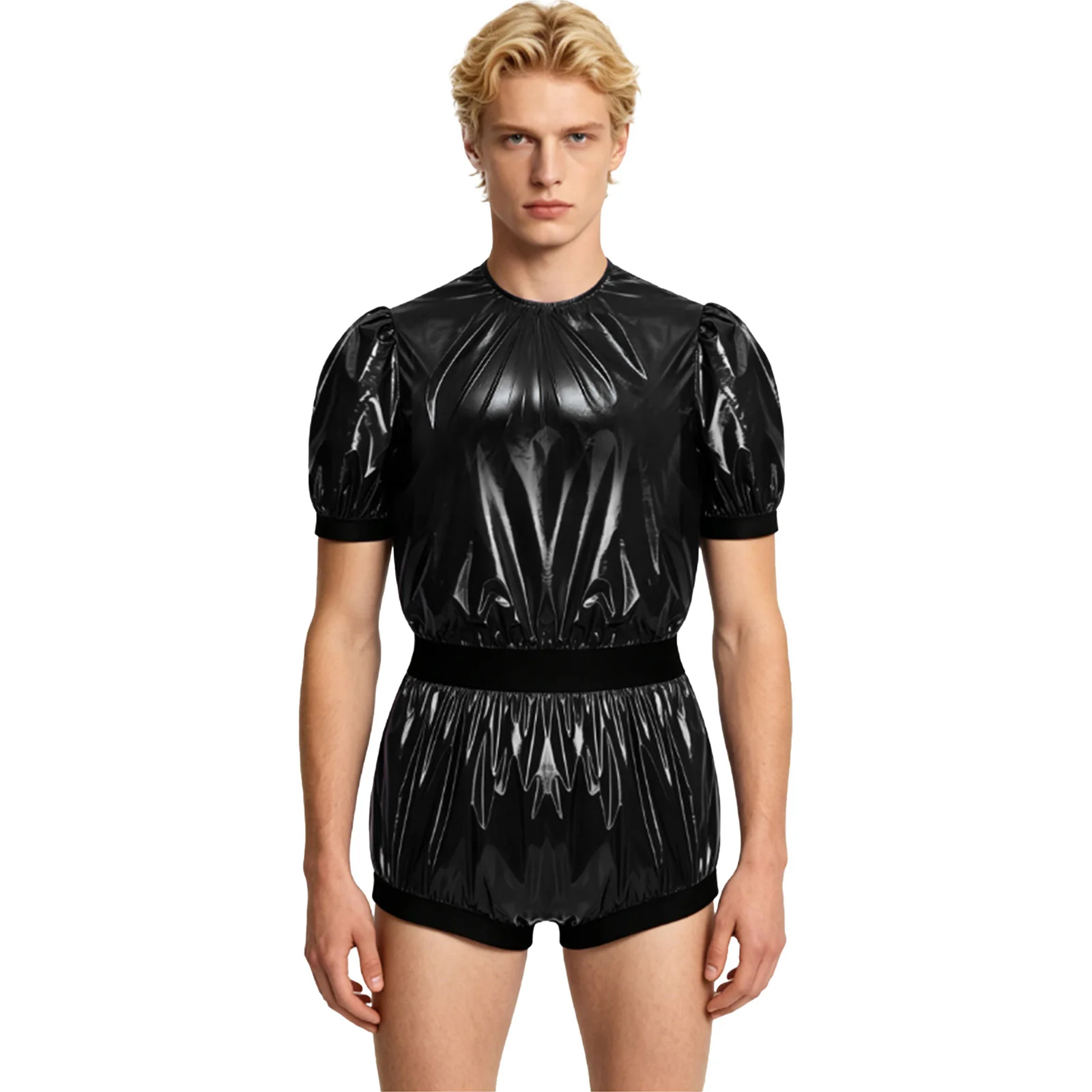 Swimwear Mens Waterproof Shirt Top One Piece Rompers Swimsuit Wet Look Bodysuit T-shirt Blouse Beachwear Raincoat Rave Clubwear thumbnail 2