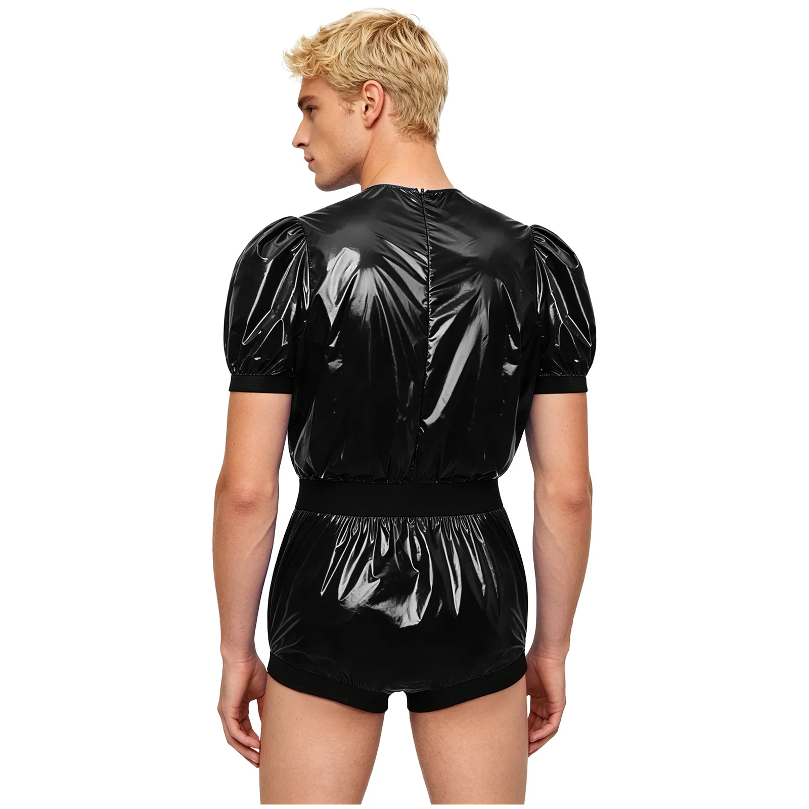 Swimwear Mens Waterproof Shirt Top One Piece Rompers Swimsuit Wet Look Bodysuit T-shirt Blouse Beachwear Raincoat Rave Clubwear thumbnail 3