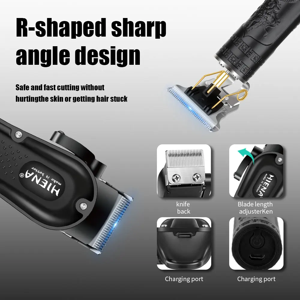 HIENA 4-in-1 Men's Grooming Kit Cordless Hair Clipper, Trimmer, Foil Shaver & Nose Trimmer USB Rechargeable LCD Display thumbnail 2