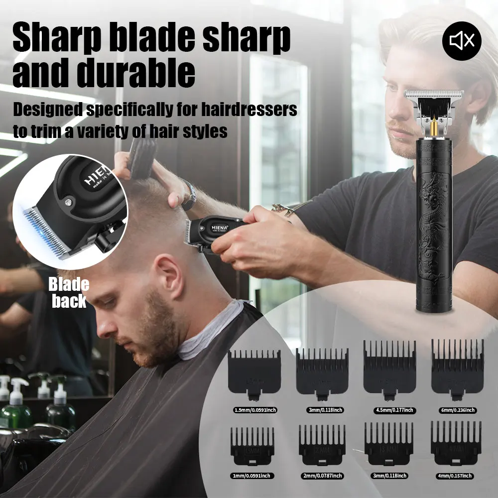 HIENA 4-in-1 Men's Grooming Kit Cordless Hair Clipper, Trimmer, Foil Shaver & Nose Trimmer USB Rechargeable LCD Display thumbnail 5