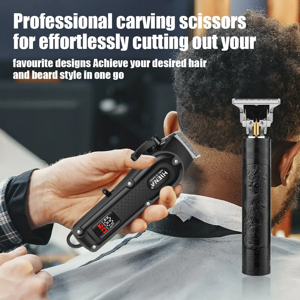 HIENA 4-in-1 Men's Grooming Kit Cordless Hair Clipper, Trimmer, Foil Shaver & Nose Trimmer USB Rechargeable LCD Display thumbnail 4