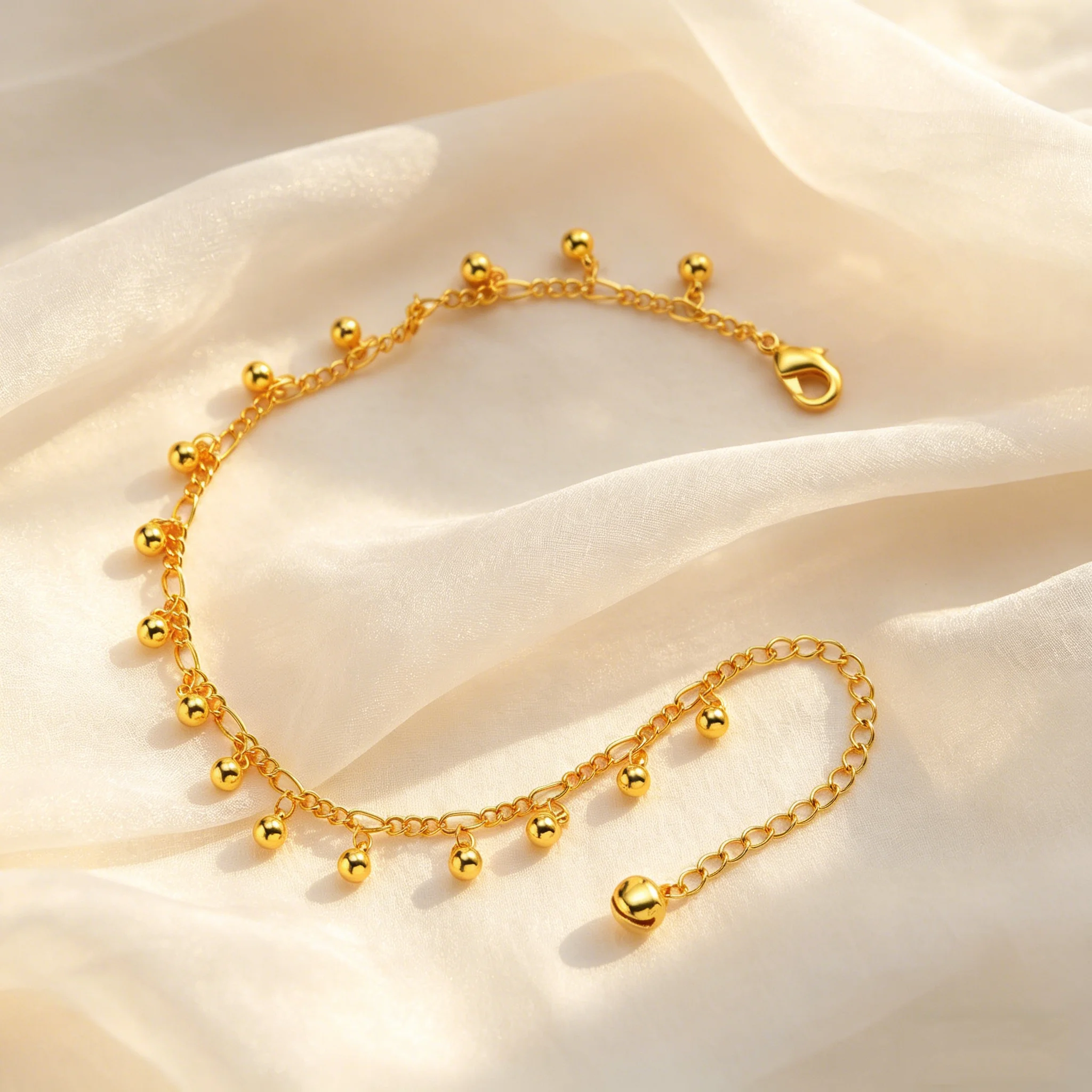 Fashion Bohemia Beads Pendant Anklets for Women, Gold Color Adjustable Think Link Chain Ankle Bracelet, Jewelry On Foot thumbnail 3