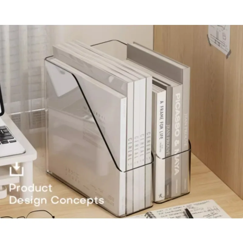 Transparent Desktop Waterproof File Storage Box, Desk & Bookshelf Book Organizer, Acrylic Bookend for Students & Office Use thumbnail 5