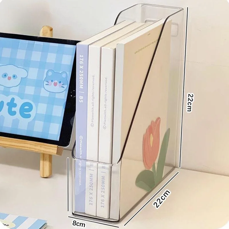 Transparent Desktop Waterproof File Storage Box, Desk & Bookshelf Book Organizer, Acrylic Bookend for Students & Office Use thumbnail 4