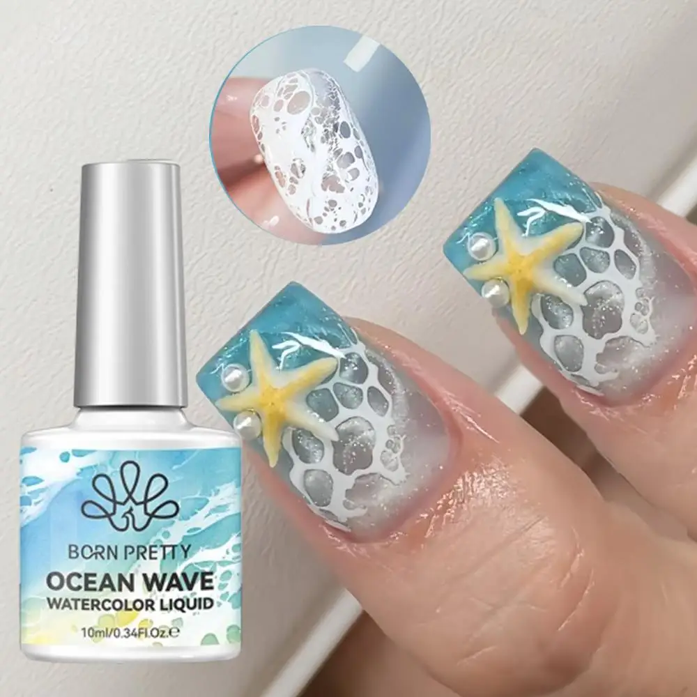 10ml White Ocean Wave Watercolor Gel Nail Polish 3s Spread Lace Hollow Bubble Nails Gel Polish Soak Off UV LED Manicure Varnish