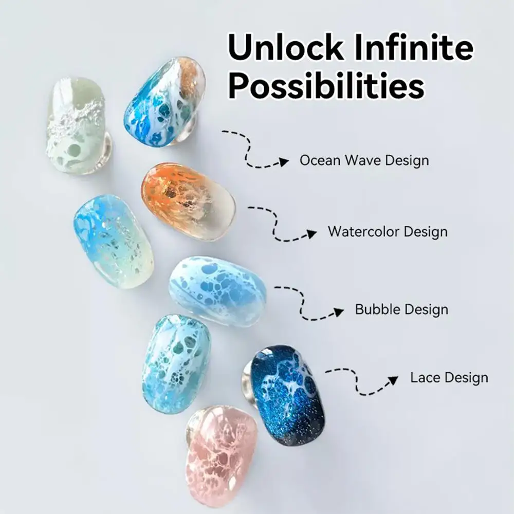 10ml White Ocean Wave Watercolor Gel Nail Polish 3s Spread Lace Hollow Bubble Nails Gel Polish Soak Off UV LED Manicure Varnish thumbnail 5