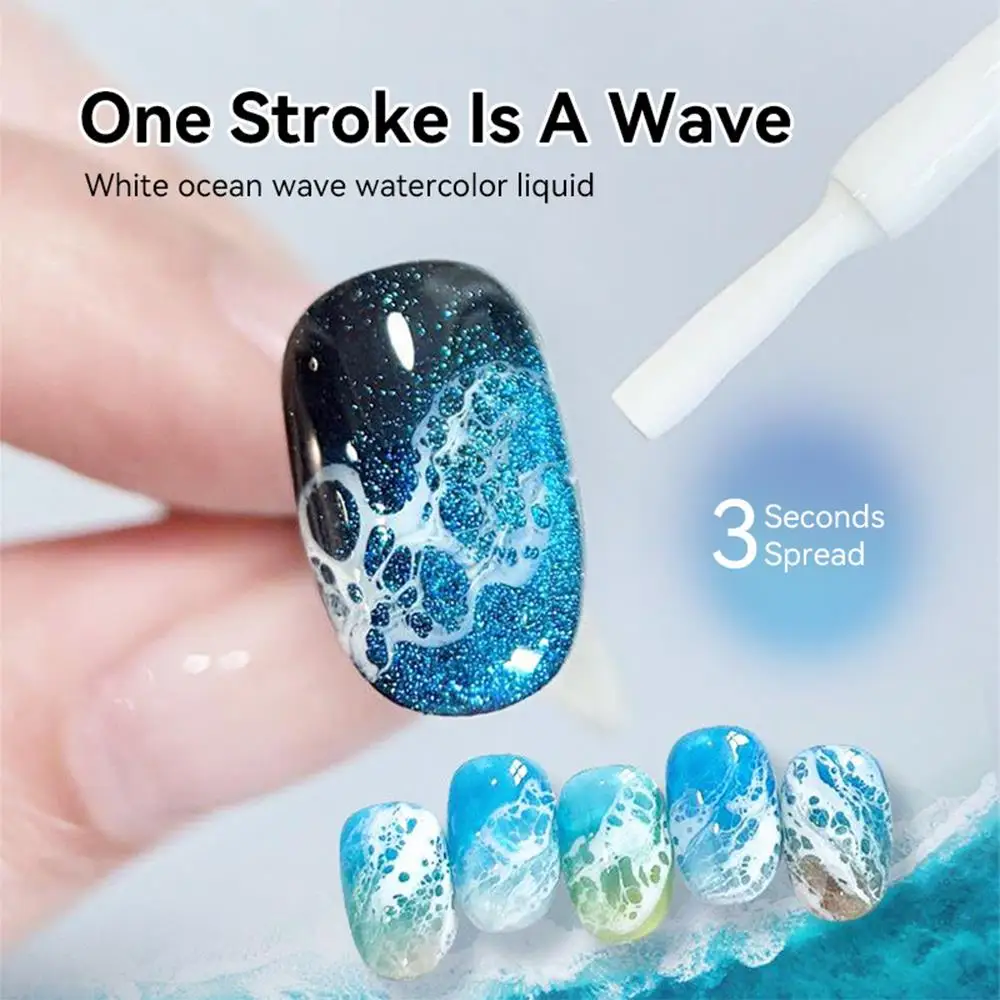 10ml White Ocean Wave Watercolor Gel Nail Polish 3s Spread Lace Hollow Bubble Nails Gel Polish Soak Off UV LED Manicure Varnish thumbnail 3