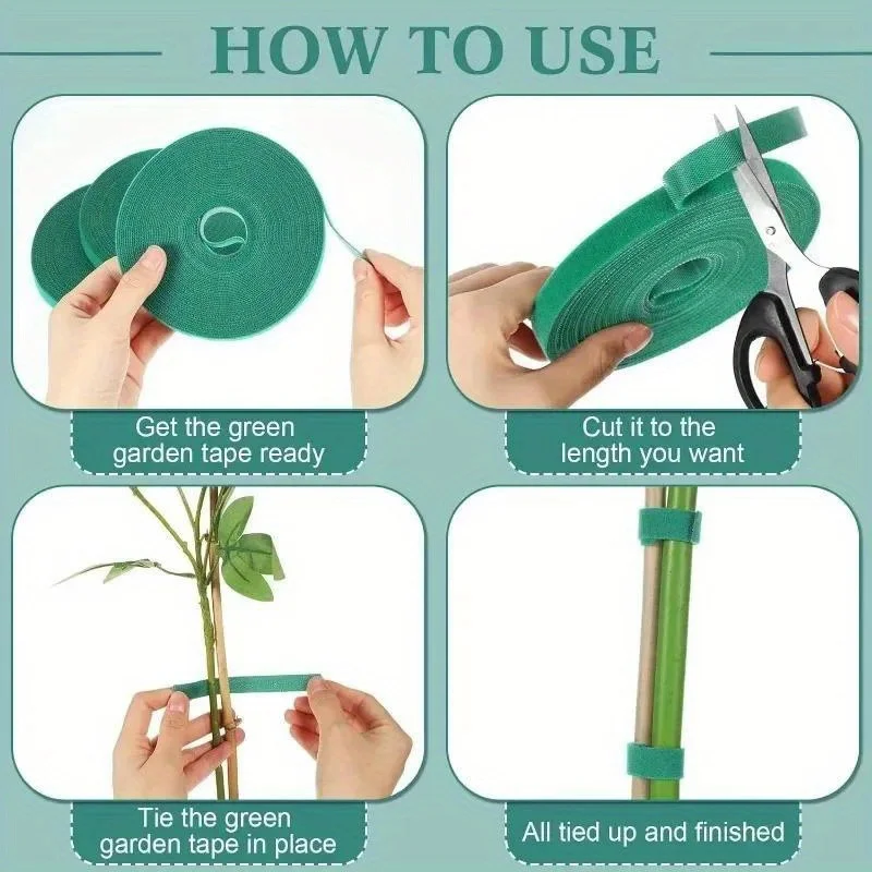 10M Reusable Nylon Plant Ties Green Garden Plant Bandage Cable Ties Self Adhesive Plant Fastener Tape for Plants Garden Home thumbnail 4