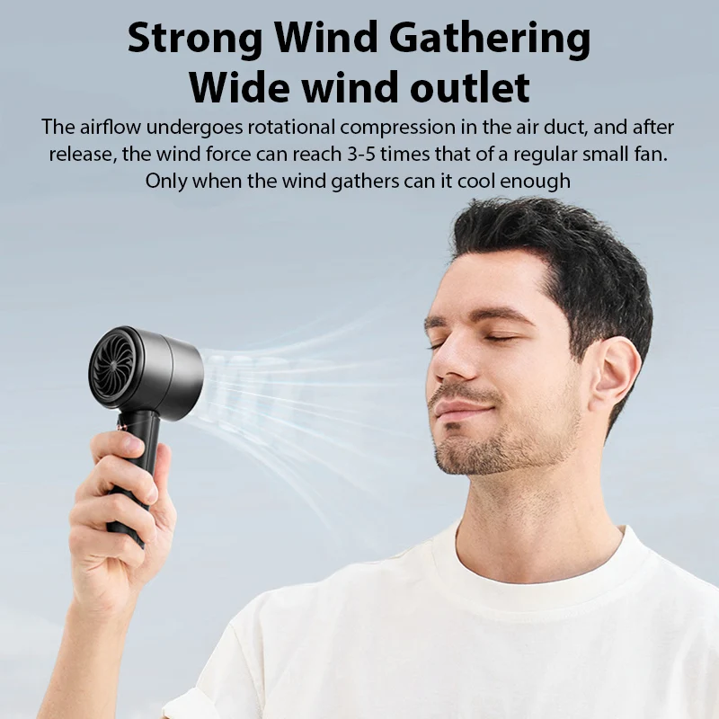 Portable Handheld Turbo Fan Air Cooler LED Display USB Rechargeable High-Speed Mini Electric Fan Quiet Cooling for Outdoor thumbnail 5