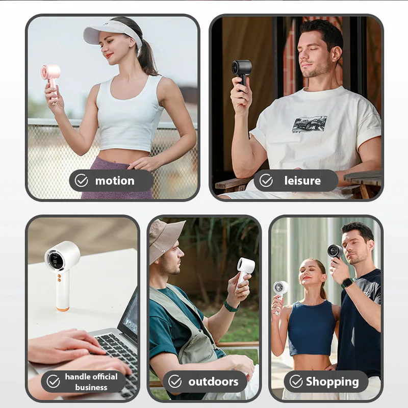 Portable Handheld Turbo Fan Air Cooler LED Display USB Rechargeable High-Speed Mini Electric Fan Quiet Cooling for Outdoor thumbnail 6