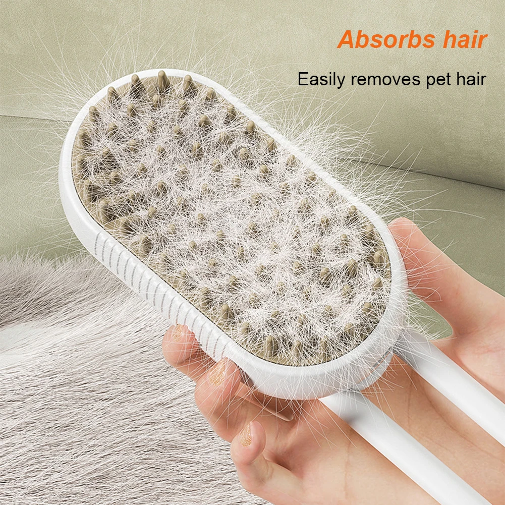 3 in 1 Pet Electric Steam Brush Cat and Dog Cleaning Spray Massage Grooming Comb Retractable Handle Pet Hair Removal BeautyBrush thumbnail 2