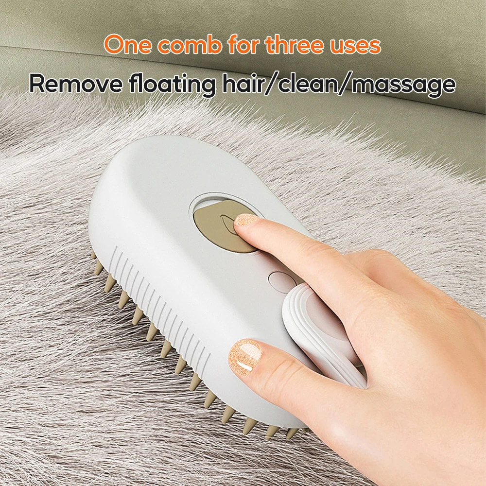 3 in 1 Pet Electric Steam Brush Cat and Dog Cleaning Spray Massage Grooming Comb Retractable Handle Pet Hair Removal BeautyBrush thumbnail 4