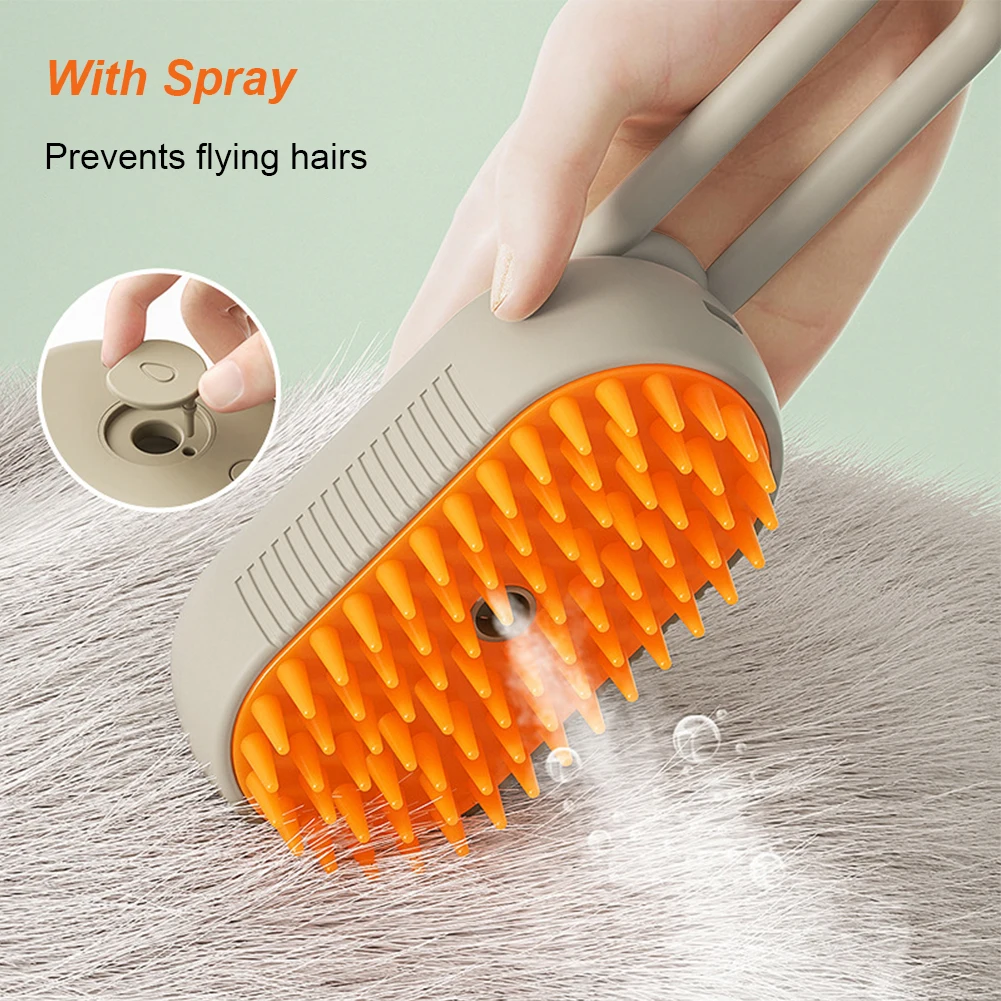 3 in 1 Pet Electric Steam Brush Cat and Dog Cleaning Spray Massage Grooming Comb Retractable Handle Pet Hair Removal BeautyBrush thumbnail 3