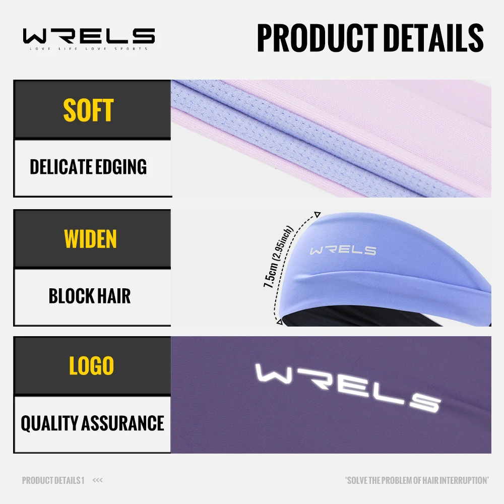 WRELS Anti-Slip Stretch Elastic Gym Fitness Running Yoga Headwrap Breathable Men Women Outdoors Sports Headband Sweatband thumbnail 4