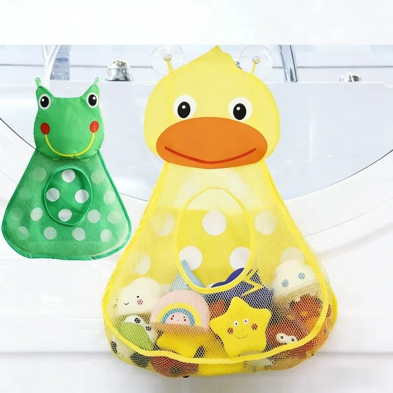 New Cartoon Duck Baby Bathroom Mesh Bag Sucker Design for Bath Toys Kids Animal Shapes Cloth Sand Toys Storage Net Bag thumbnail 2