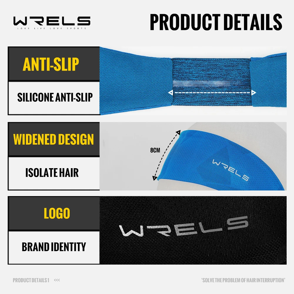 WRELS Sweat Absorbing Headband Breathable Gym Fitness Running Hair Band Quick Dry Elastic Cycling Outdoors Sports Hairband thumbnail 3