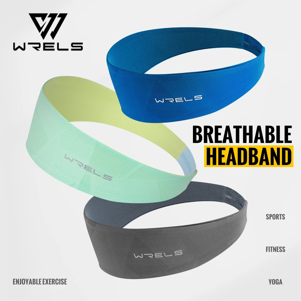 WRELS Sweat Absorbing Headband Breathable Gym Fitness Running Hair Band Quick Dry Elastic Cycling Outdoors Sports Hairband