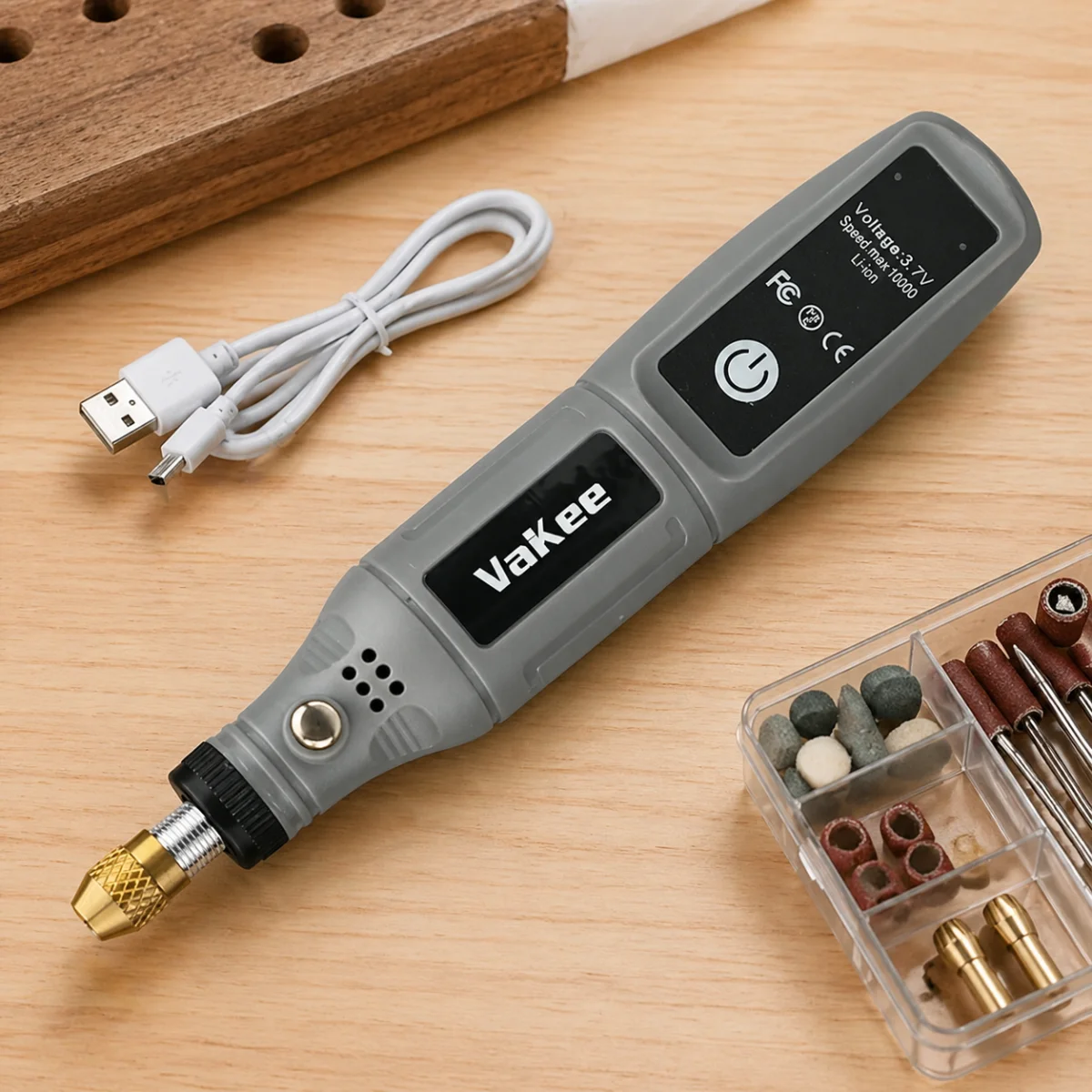 Vakee 16000RPM Rotary Tool, 3.7V USB Rechargeable Mini Grinder Pen, Portable Electric Tool for DIY Craft, Jewelry Makin thumbnail 5